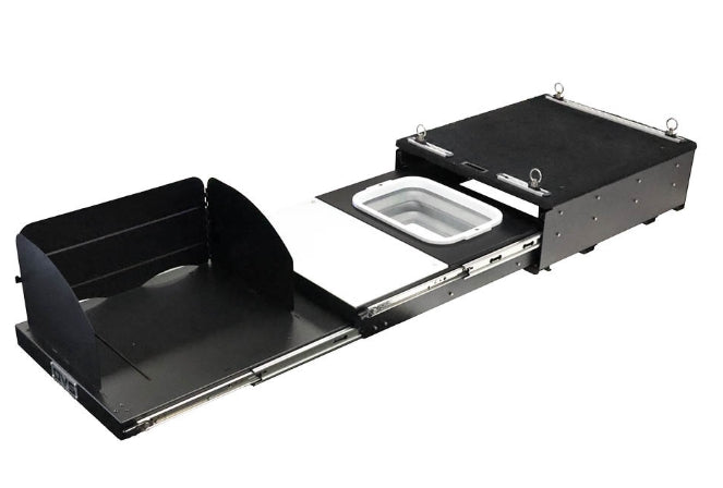 OVS Mid Size Cargo Box Kitchen With Slide Out Sink, Cooking Shelf and Work Station