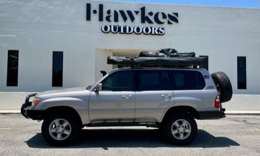 preowned toyota land cruiser overland vehicle with tent for sale in san antonio texas at hawkes outdoors