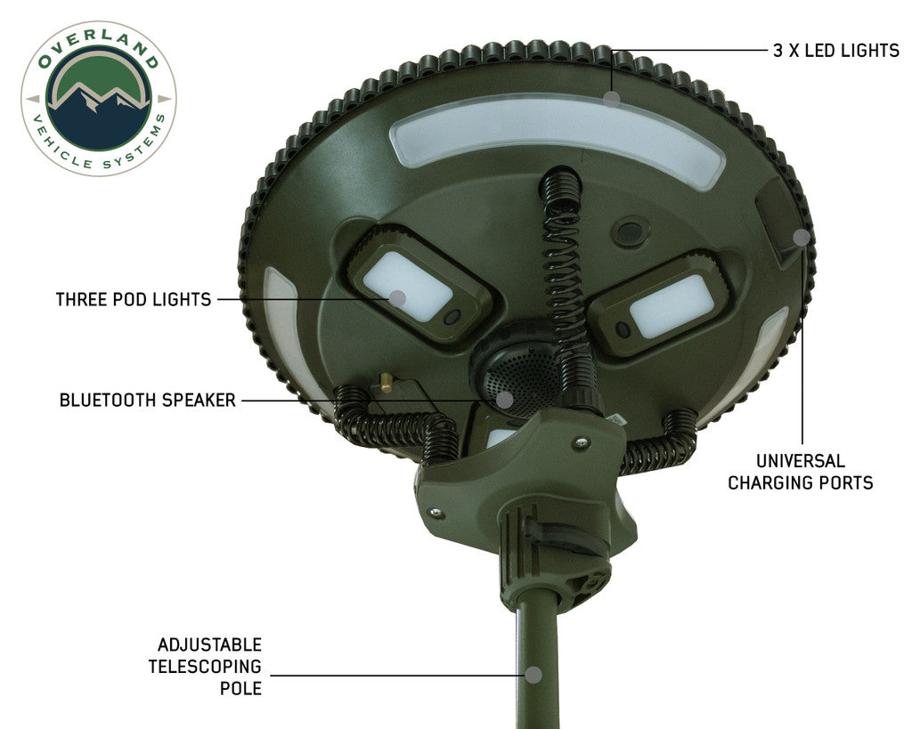 OVS Wild Land 露营装备 - UFO 太阳能灯灯吊舱和通用扬声器