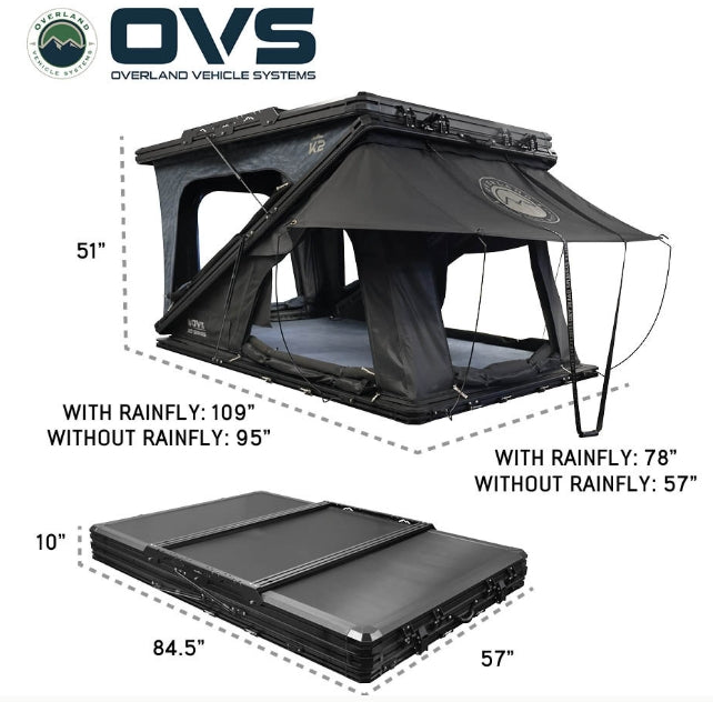 OVS XD K2 Dual Action Clam Shell 2 Person Aluminum Hard Shell Roof Top Tent