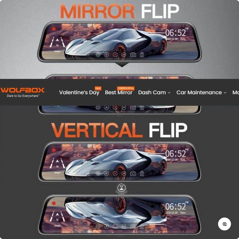 WOLFBOX G840S 12″ 4K Mirror Dash Cam