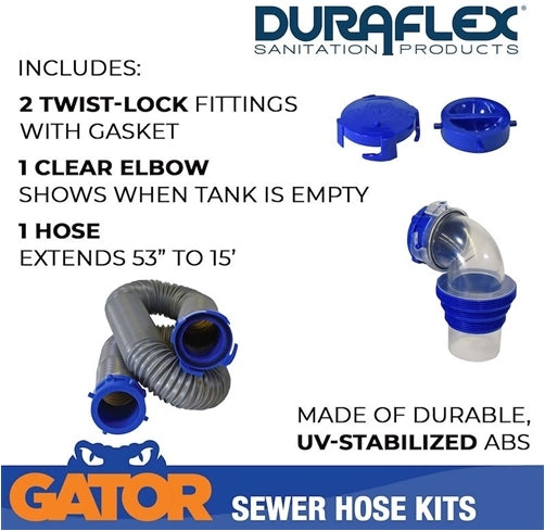Duraflex Gator Sewer Hose Kit, 15'