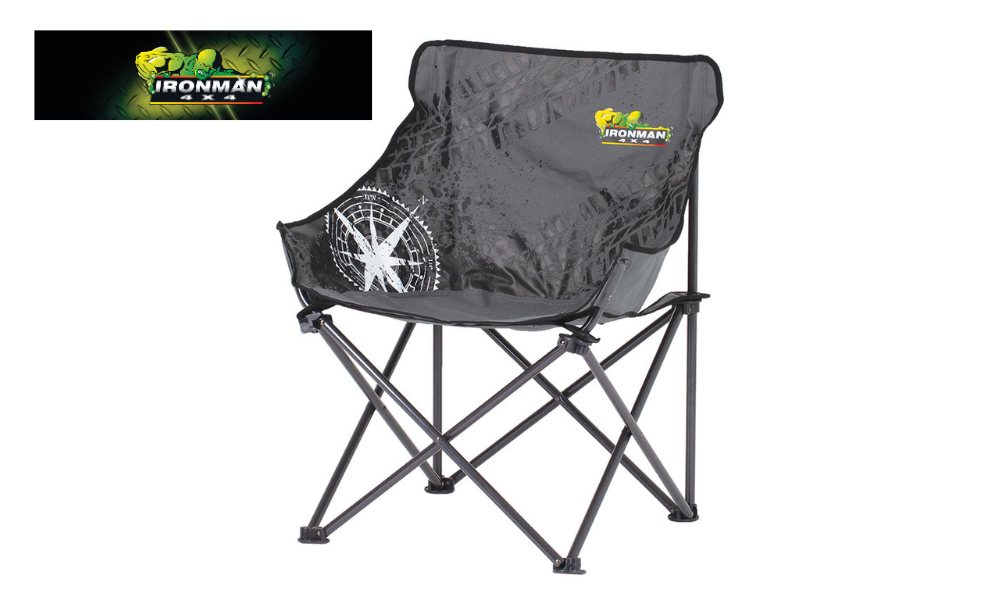 Silla de campamento Ironman 4x4 de tamaño mediano con respaldo bajo - Negro/Gris