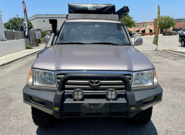 baja lights preowned toyota land cruiser overland vehicle with tent for sale in san antonio texas at hawkes outdoors