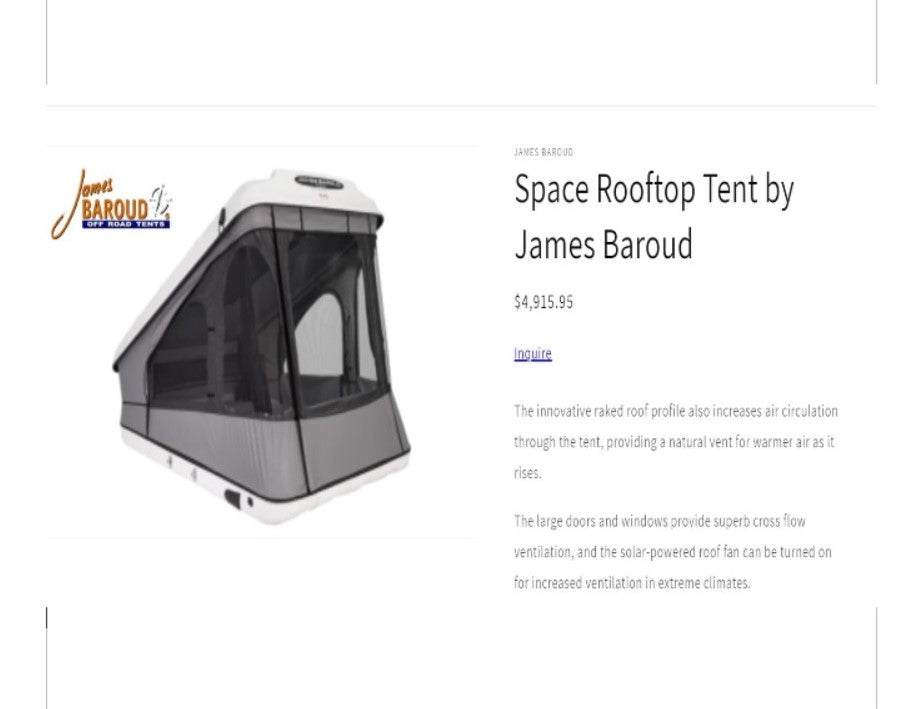 划痕和凹痕促销！ James Baroud Space 屋顶帐篷 - M - 白色